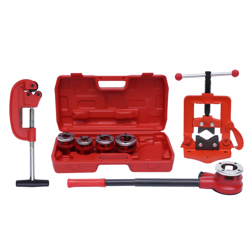 Threader Ratchet Type+5 Dies Set Pipe Cutter Threading Tool 1/2" - 2" US! BSPT