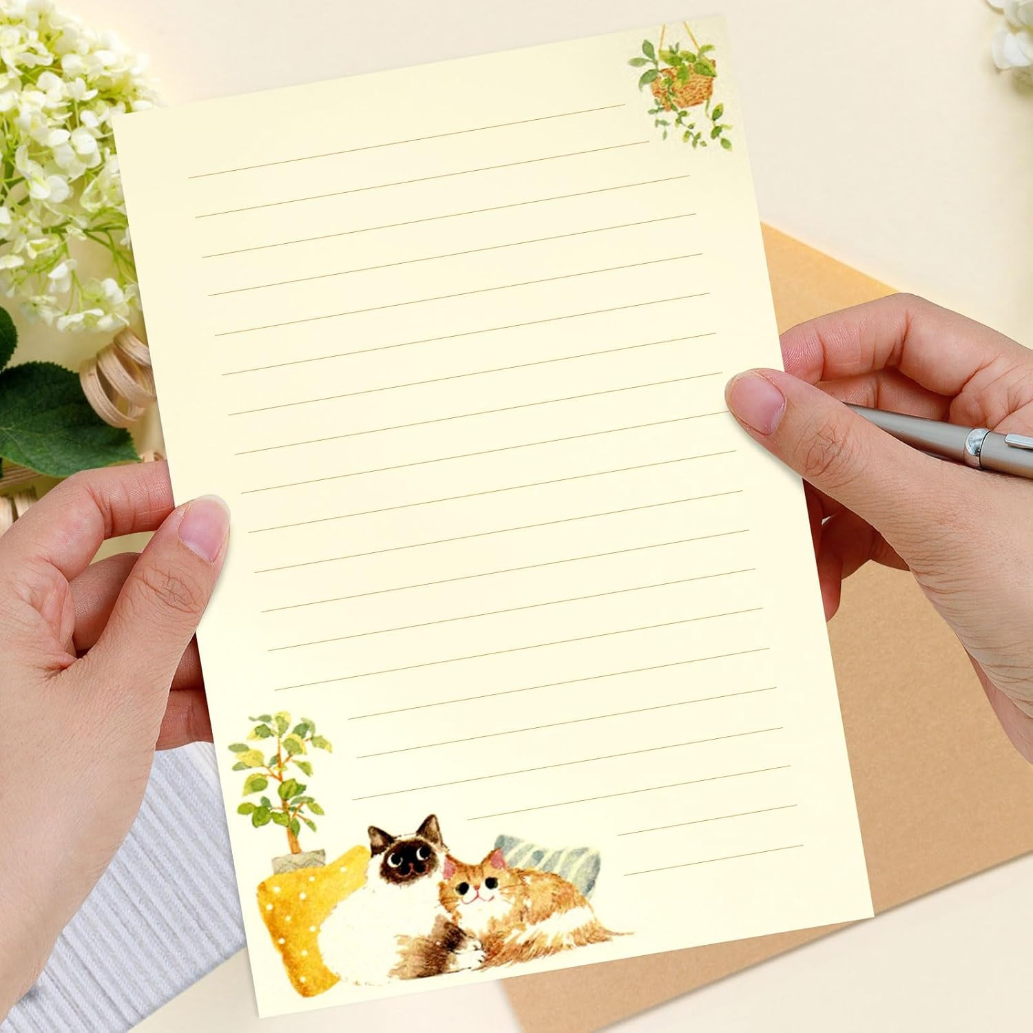 New 36 PCS Writing Paper And Envelopes Set Warm Cute Cat Themed Stationary Set