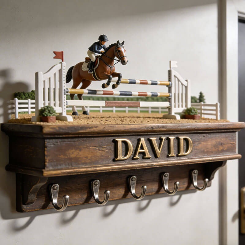 Custom equestrian-themed wall hooks key holder