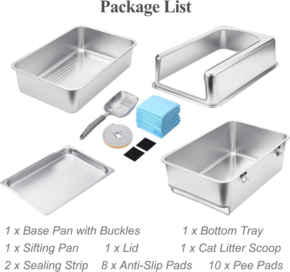 8" Sifting Pull-Out Cat Litter Box W/ Lid Pine Pellets