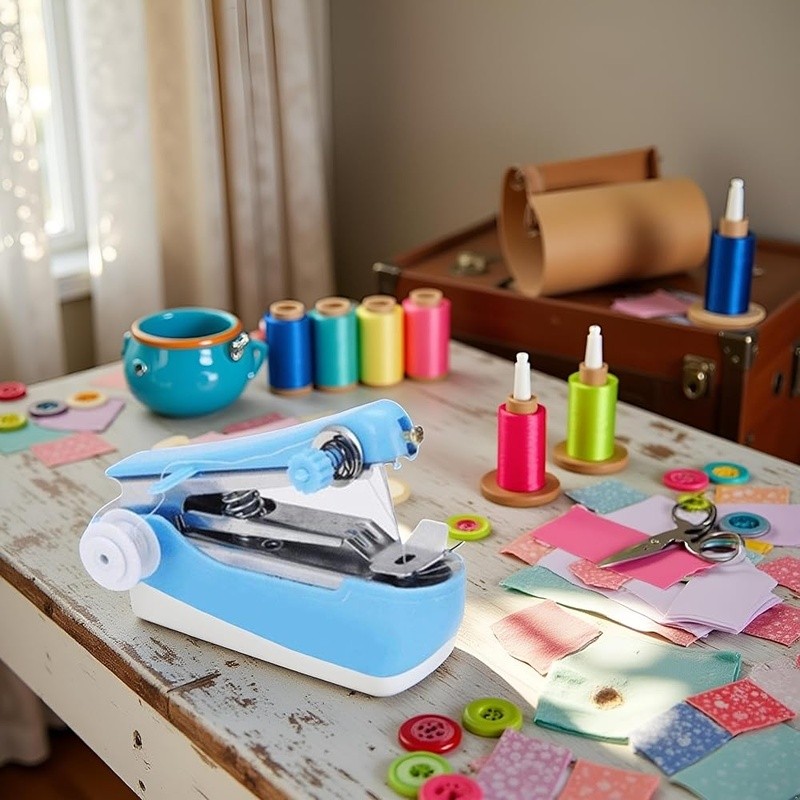 Handheld Mini Sewing Machine Portable Manual Stitching Tool Small Projects New