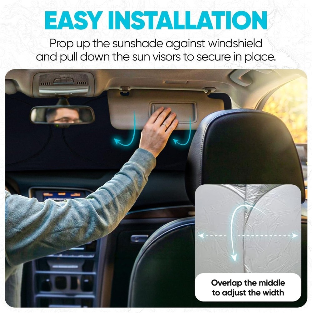 Multi-Size Car Sun Shade - Reflective Windshield Protector for All Vehicle Types