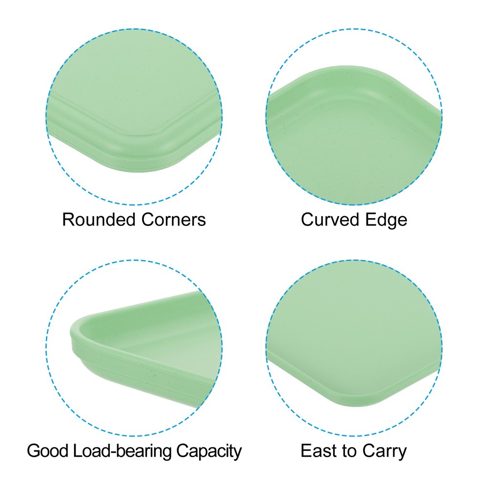9x7" Fast Food Tray, 2 Pack PP Plastic Reusable Rectangle Serving Tray Green