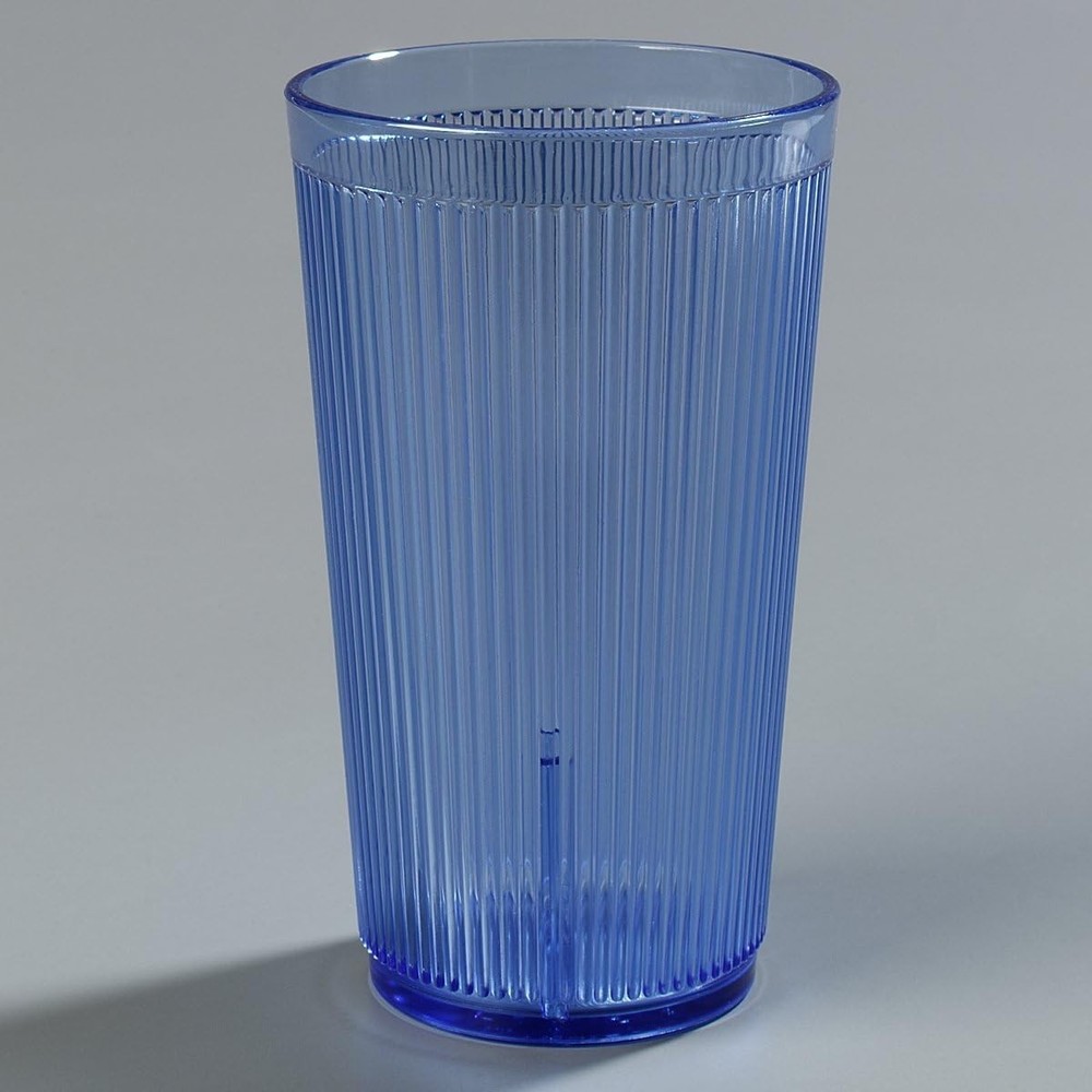 Blue Plastic Tumbler 21.5oz Stackable Ribbed Textured Dishwasher Safe