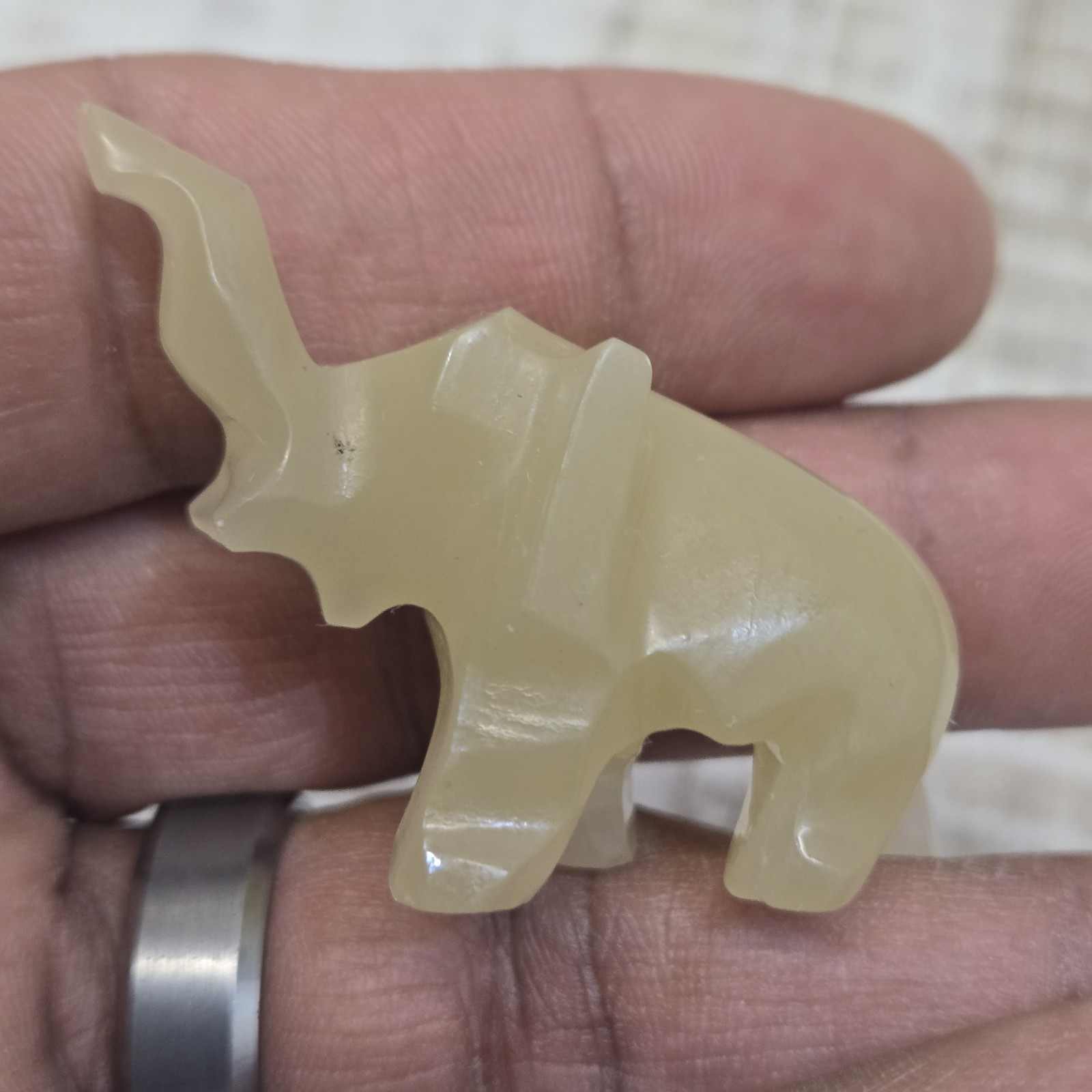 Lot Of 4 Vintage Hand Carved Marble/ White Onyx Quartz Stone Elephants