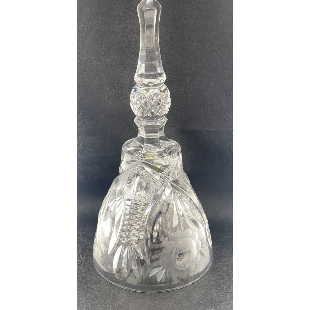 Clear Lead Crystal Etched Dinner Bell