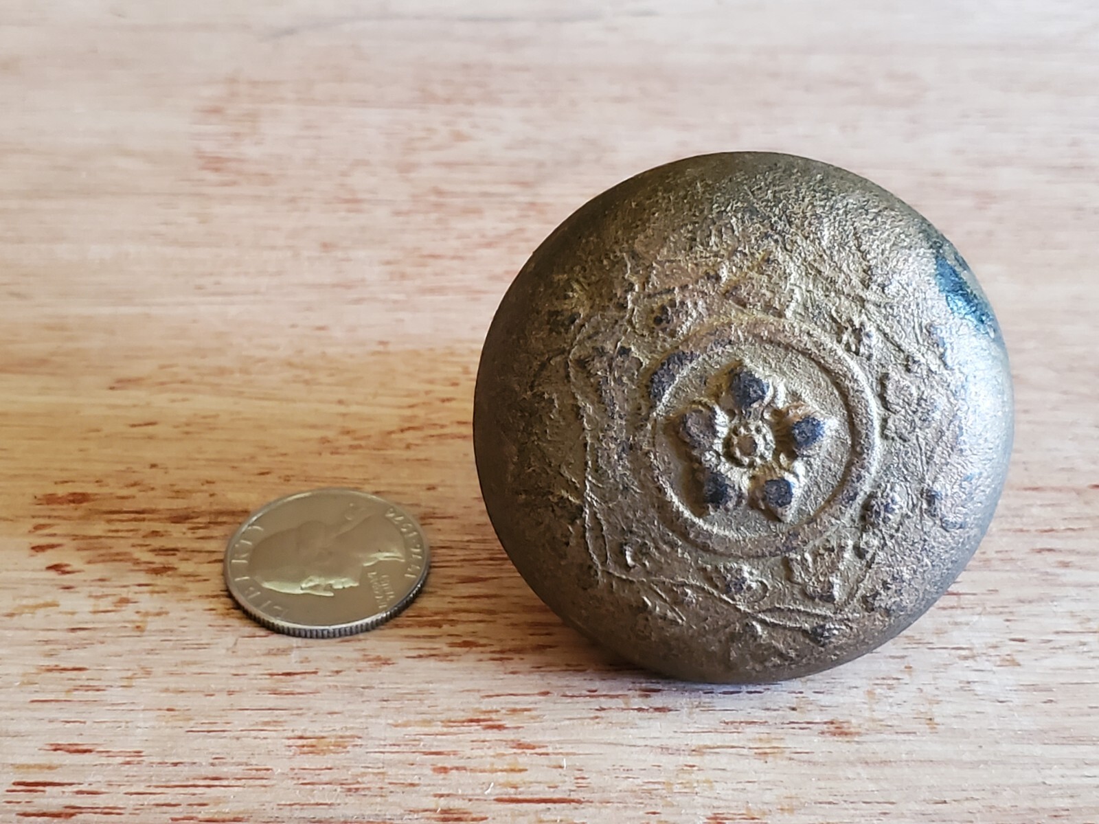 Doorknob Ornate Flower Floral Design Brass Tone Metal Vtg Antique Replacement