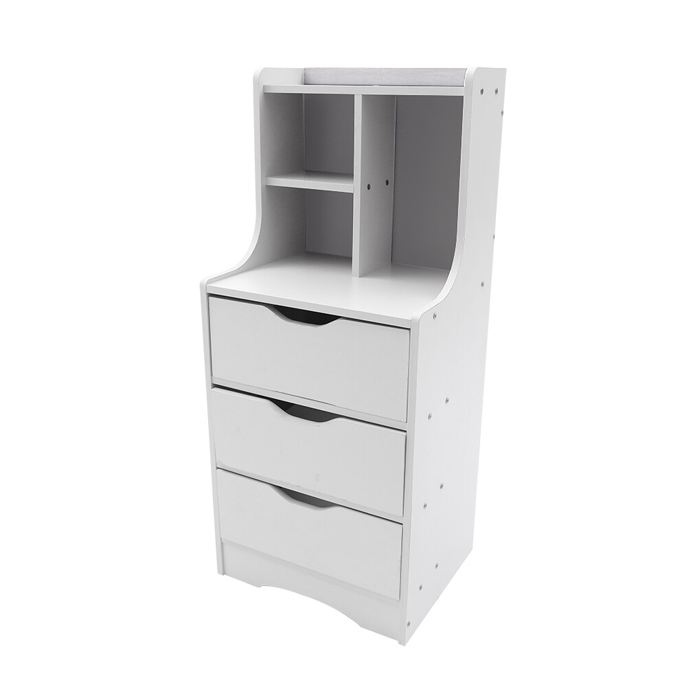 3-Drawer End Side Bedside Table Bedroom White Nightstand Organizer Storage Table