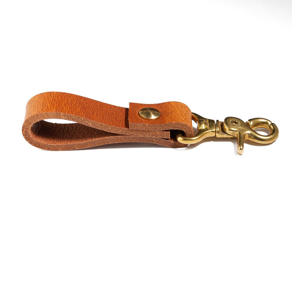 Leather Belt Loop Key Holder Keychain Brass Clasp Hook Swivel Snap