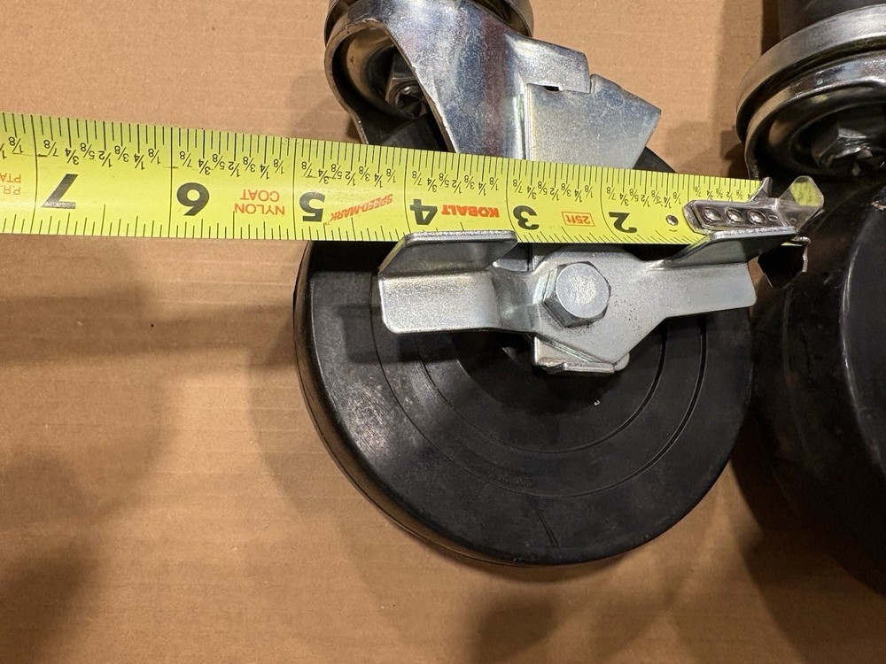 BK Resources Expanding 5" Polyolefin Stem Caster w/ Brake for Work Tables (pair)