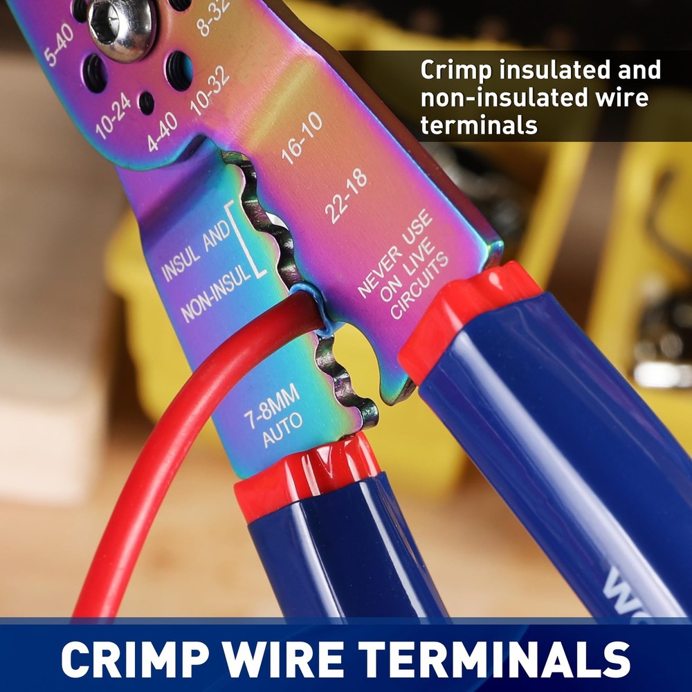 WORKPRO 8" Wire Stripper/Wire Crimping Tool, Stripper Titanium Coated