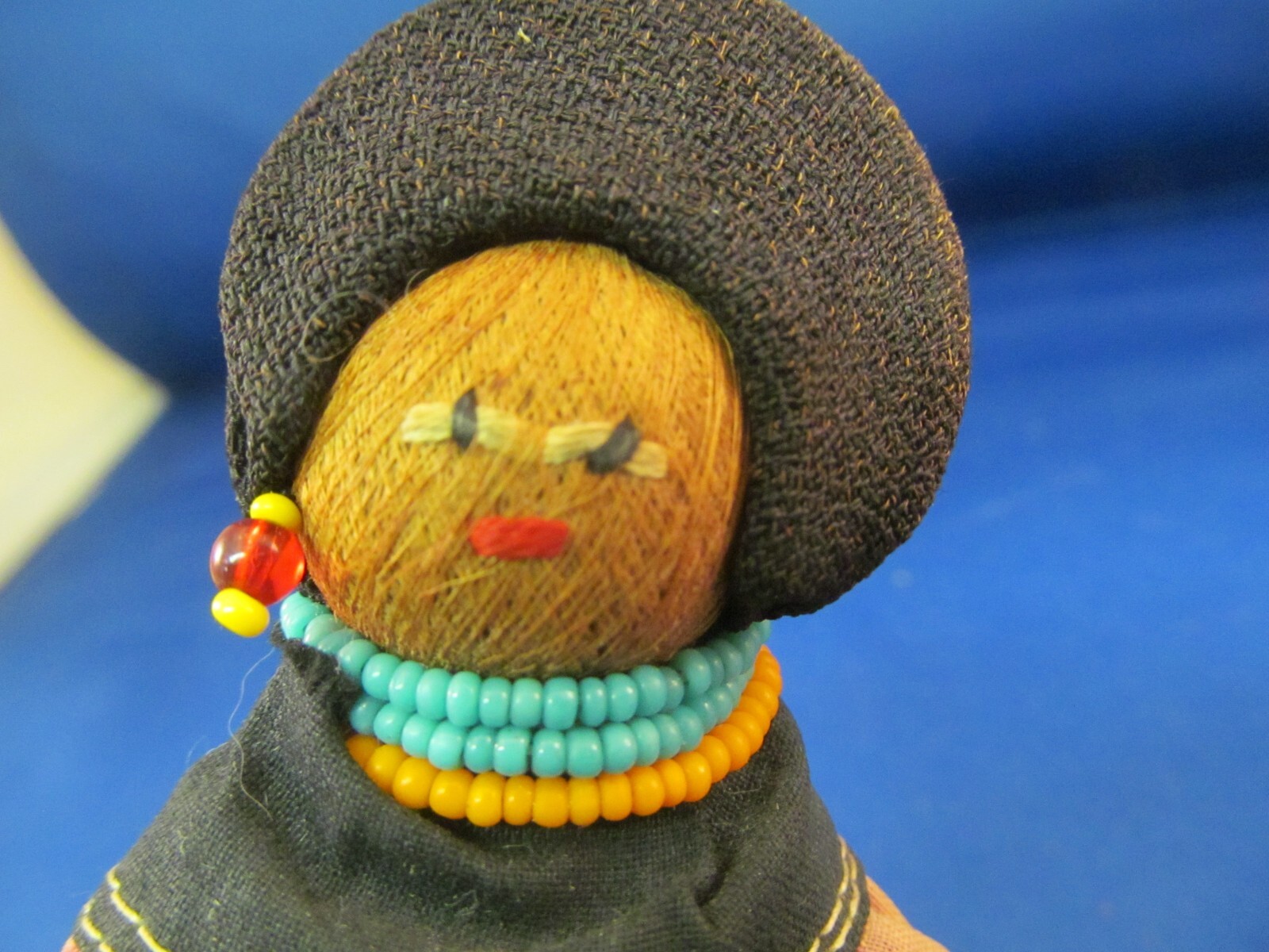 5" WOVEN CLOTH CARIBBEAN WOMAN DOLL WITH BEADS