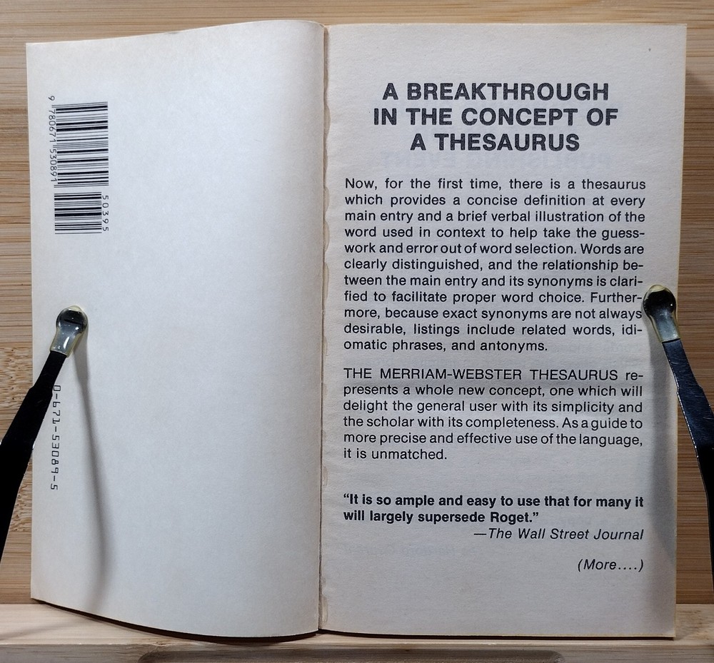 The Merriam-Webster Thesaurus (1978, Paperback)