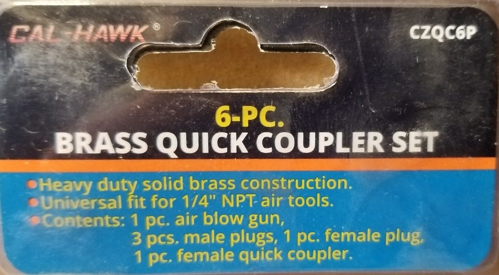6 pc Brass Quick Coupler Air Hose Connector Set for Compressor