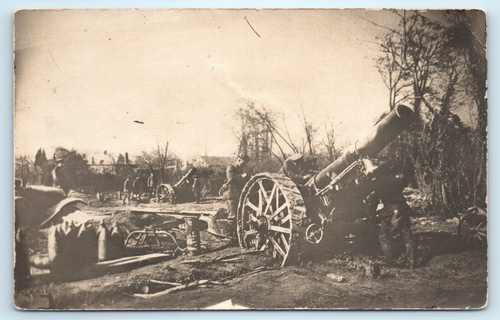 RPPC WWI German Soldiers Captured British Artillery Guns Real Photo Postcard