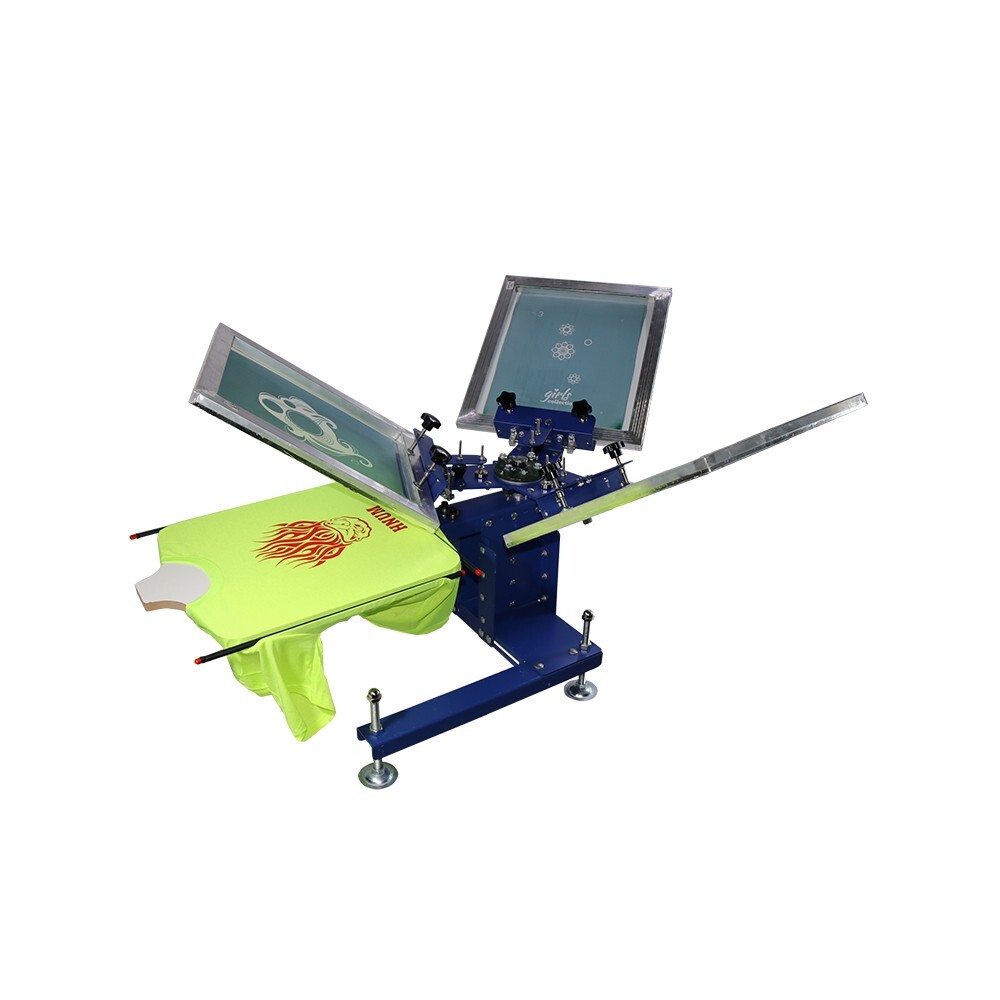 3 Color 1 Station Single Rotating Screen Printing Press Height&Width Adjustable