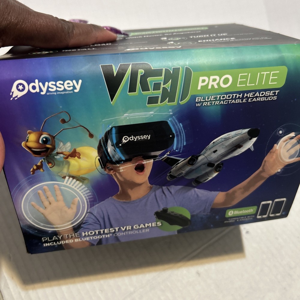 Odyssey VR 3D Pro Elite Virtual Reality Bluetooth Headset Retractable Earbuds