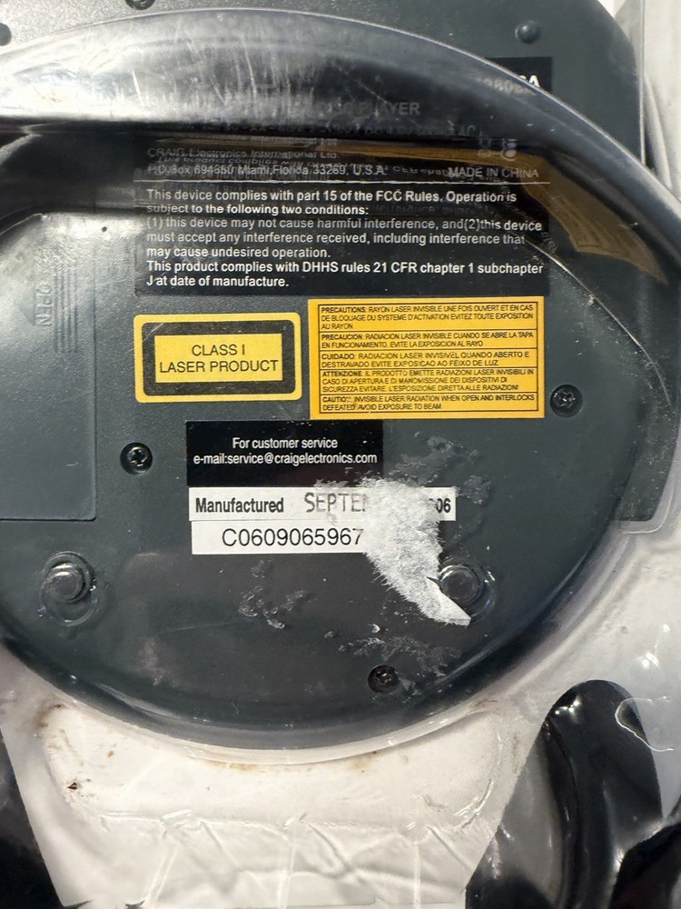 Craig Portable Compact Disc CD Player MODEL CD2808A Silver H82