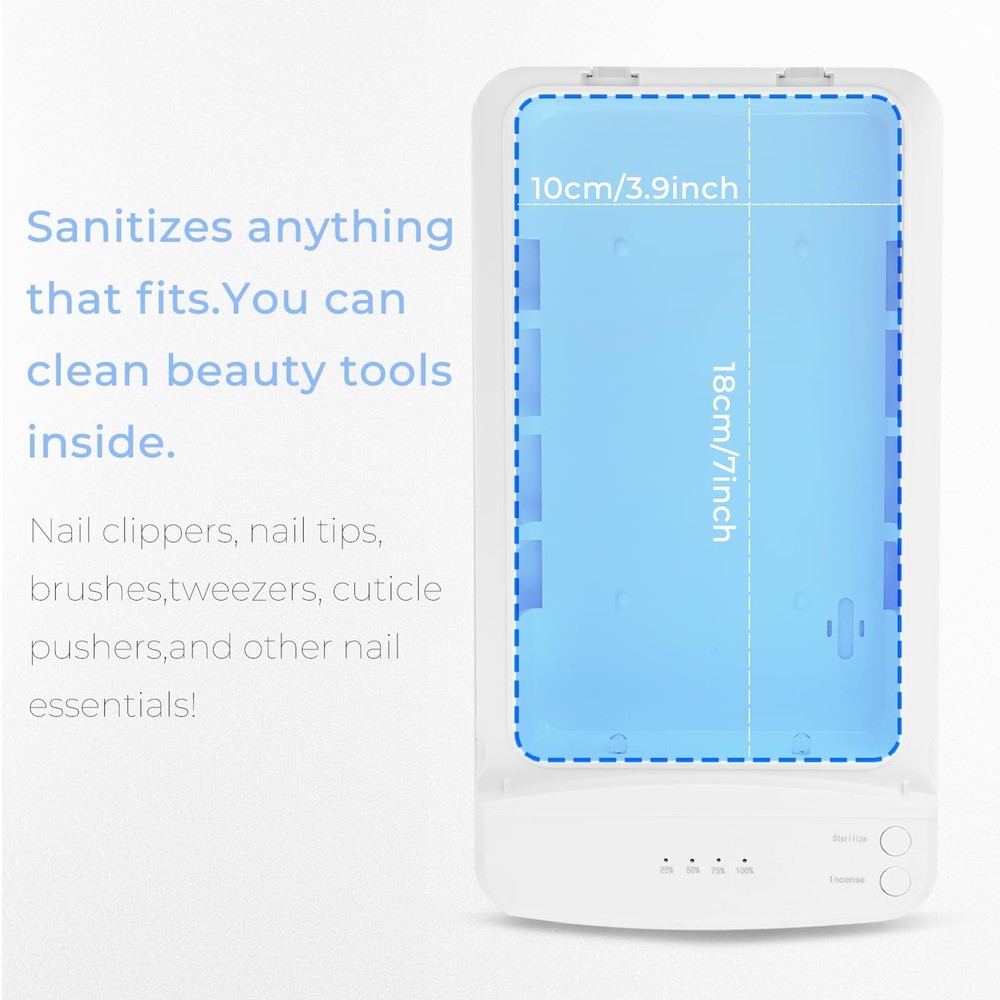 Nail Tool Sterilizer with Blue Light, Portable USB Sterilizating , Multi-Func...