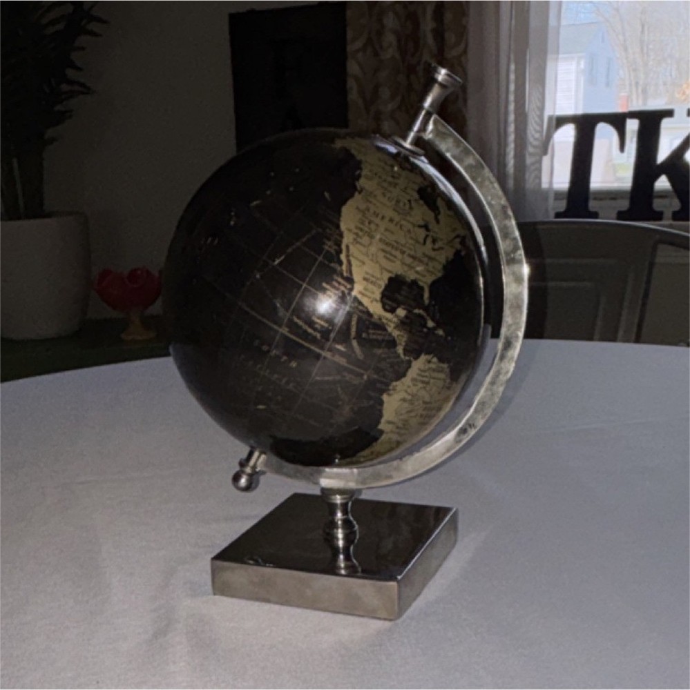 Black Gold Rotating Decorative Tabletop Globe with Metallic Base