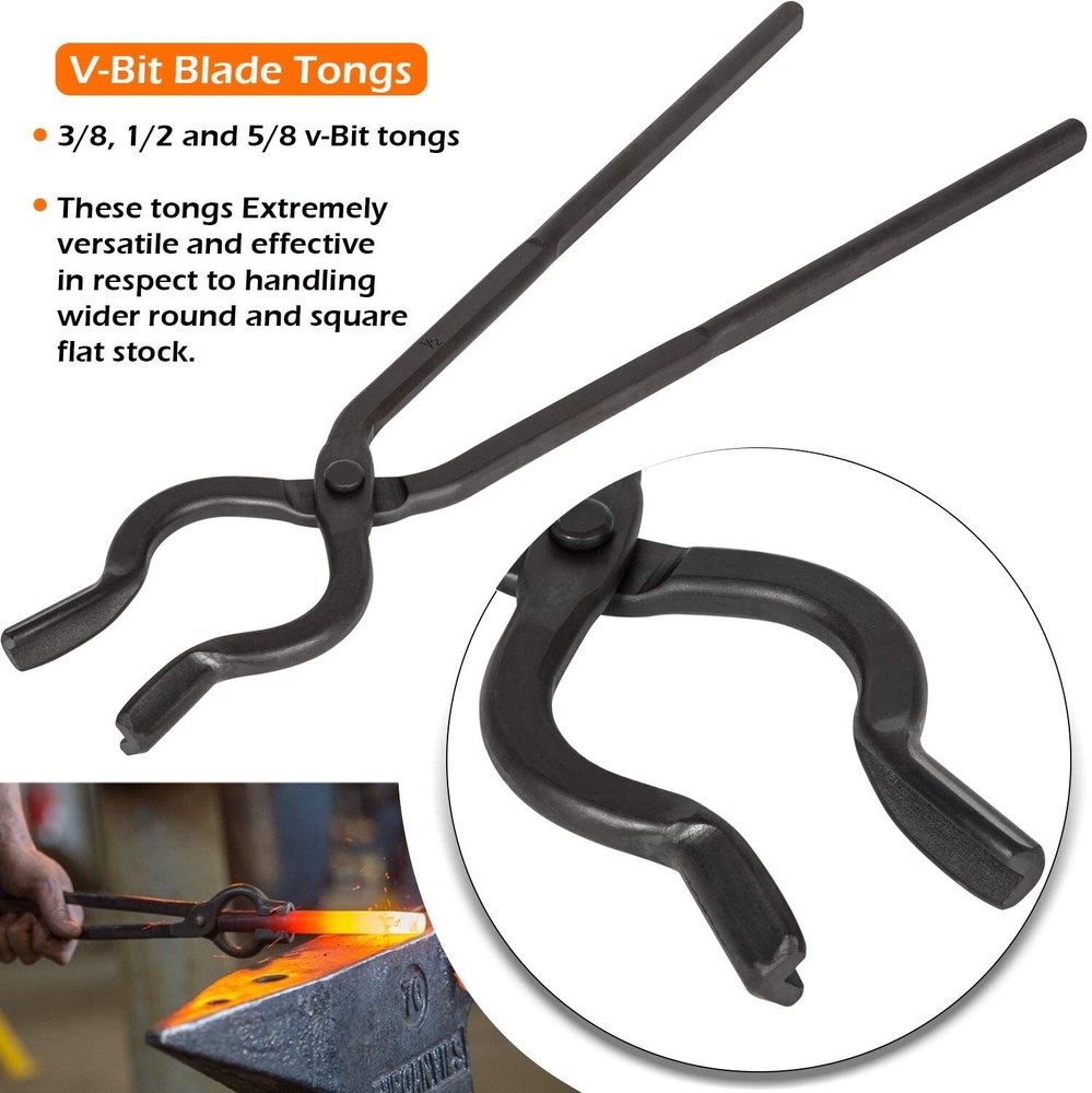 6Pc Beginner Blacksmith Tongs Blacksmith Forge Tong Tools Set Knife Making Tongs