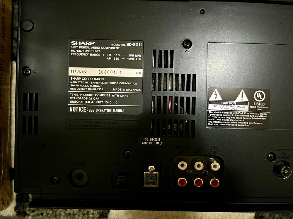 SHARP SD-SG11 Mini Component System CD/MD Player Tuner NM