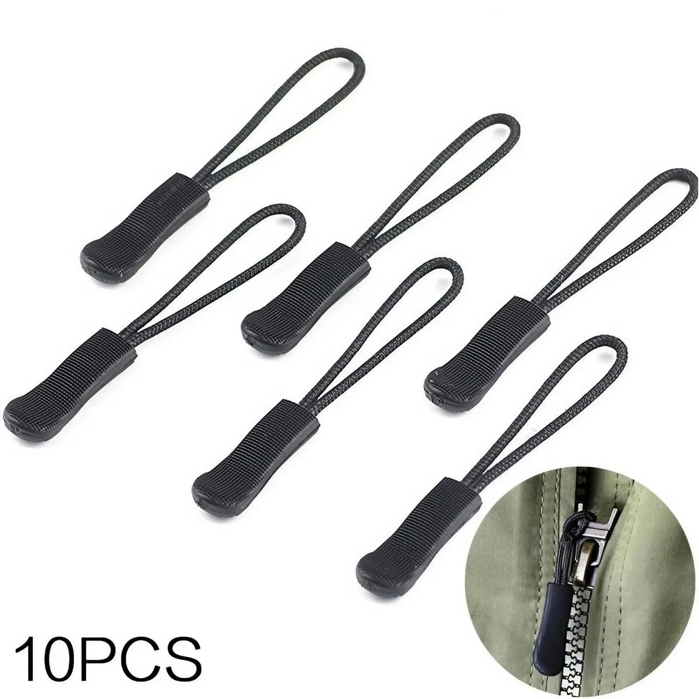 10 Black Plastic Zipper Puller, Durable Pvc Zipper Puller, Suitable for Bags, Ba