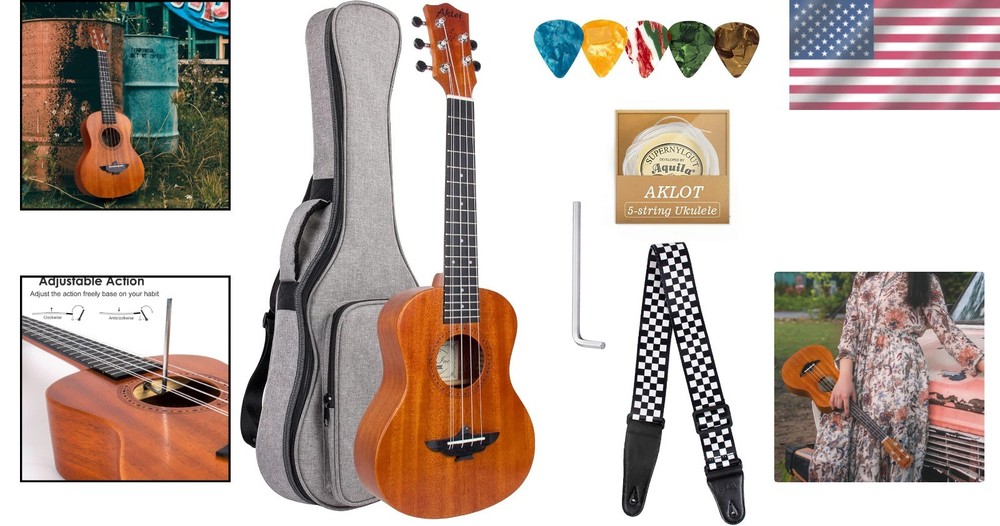 Tenor Ukulele 5-String Solid Mahogany Gig Bag Professionals