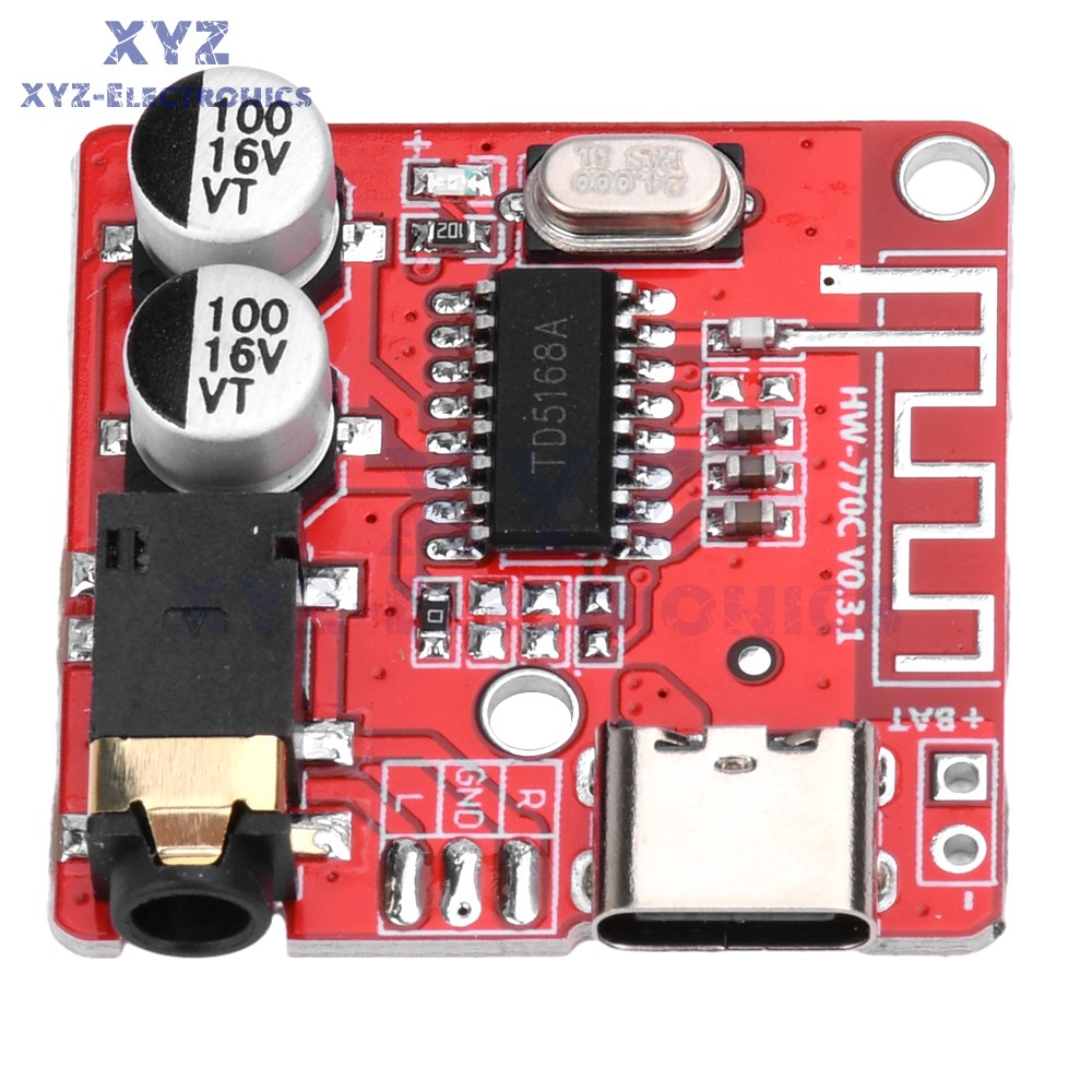 5pcs 3.7-5V Type-c Mini Bluetooth Audio Decoder Board MP3 Audio Receiver Module