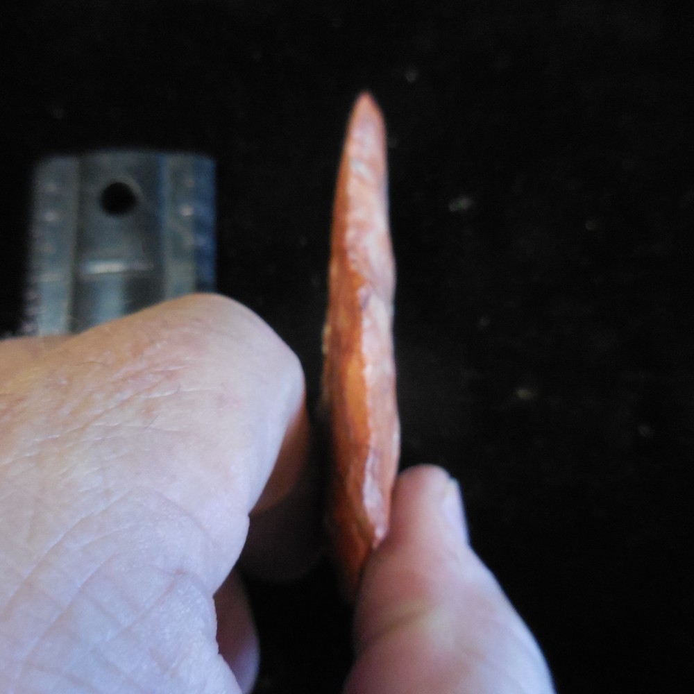 LARGE RED AFTON POINT--CLASSIC FORM AND FLAKING #JE