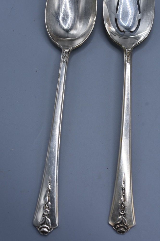 International IS SPRING GARDEN Solid & Pierced Serving Spoons Holmes & Edwards