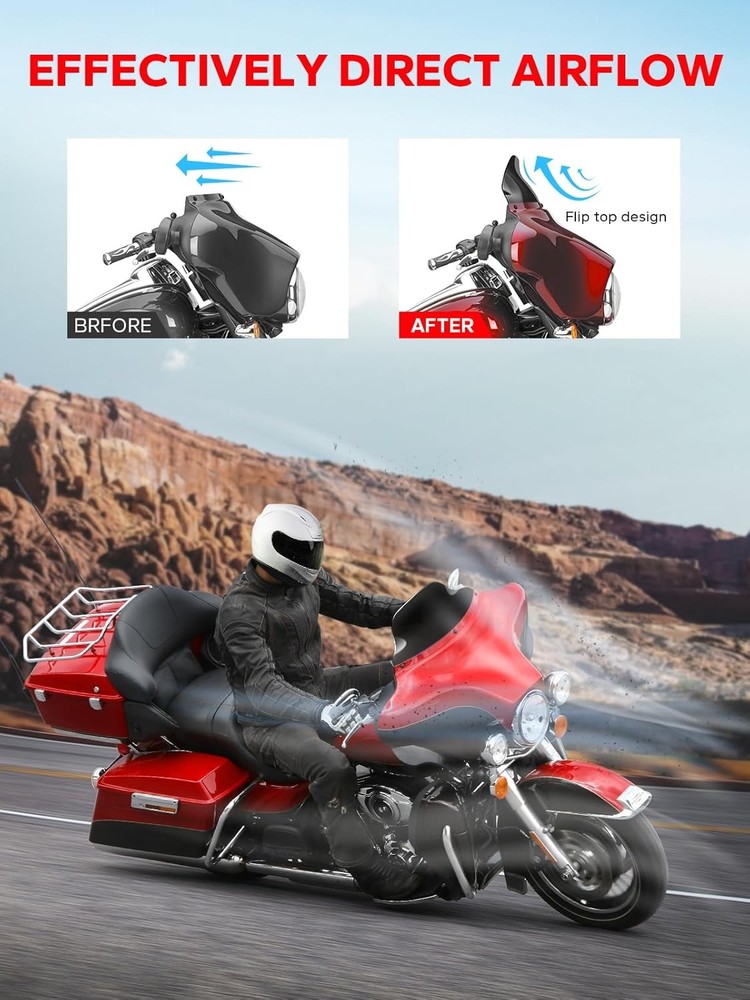 Amazicha Black 8" Wave Windshield Windscreen Compatible for 8",