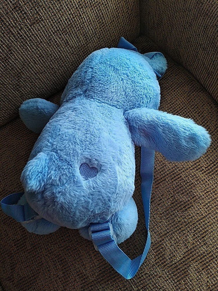 Care Bears Grumpy Blue Plush Backpack 17” With Zipper Pouch