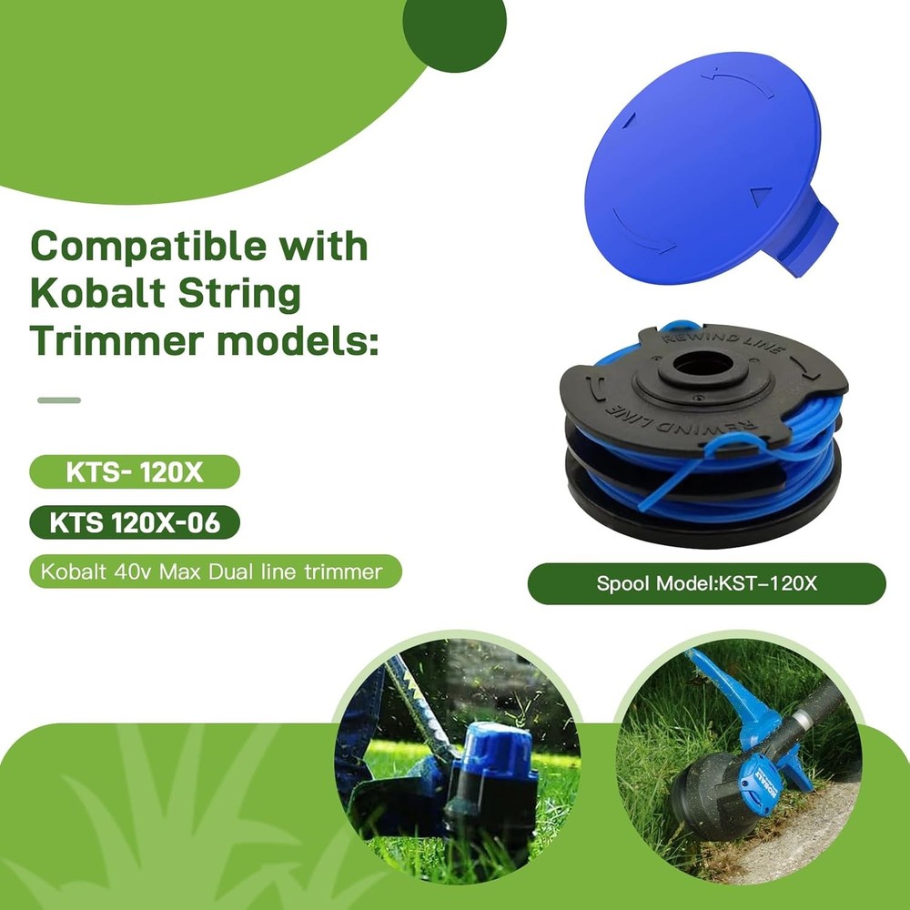 KST-120X Spool for Kobalt 40V String Trimmer - 6 Spools & 2 Caps
