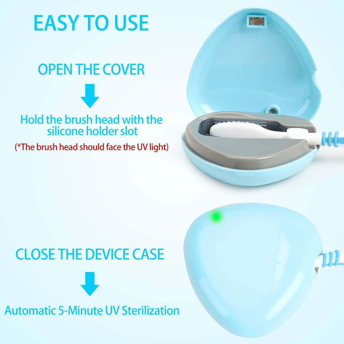 UV Toothbrush Sanitizer Portable Sterilizer Cover,Toothbrush Holder,Rechargeable