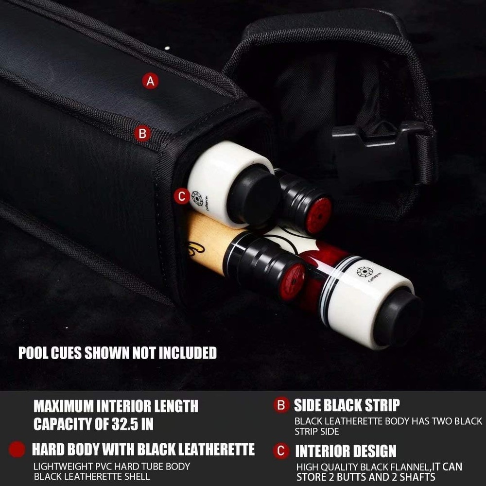 Elegant 2x2 Pool Cue Carrying Case - Adjustable Strap & Spacious Pockets