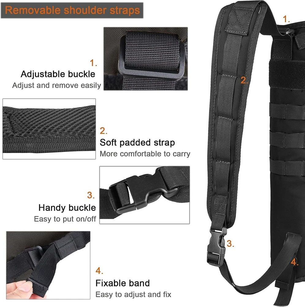 Stylish Black Polyester Arrow Quiver with Adjustable Strap & Molle System