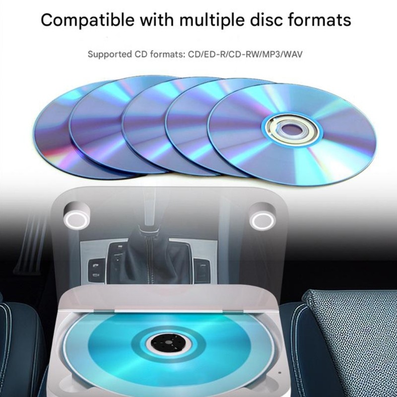 Plug Play Car Disc Player USB Auxs Connection Durability Plastic Body Clear