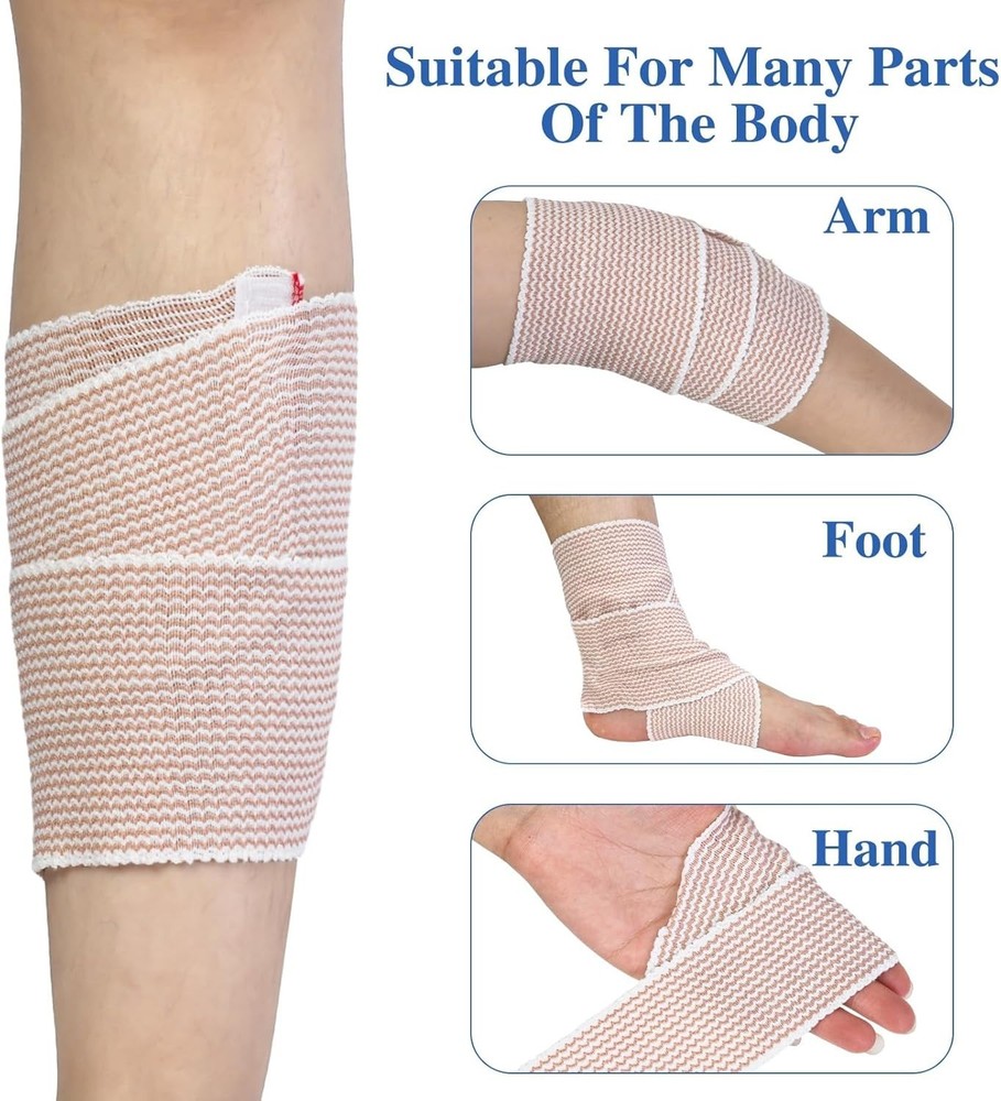 6 Pack Elastic Bandage Wrap, Compression Wrap Bandage for Legs, Self-Closing...