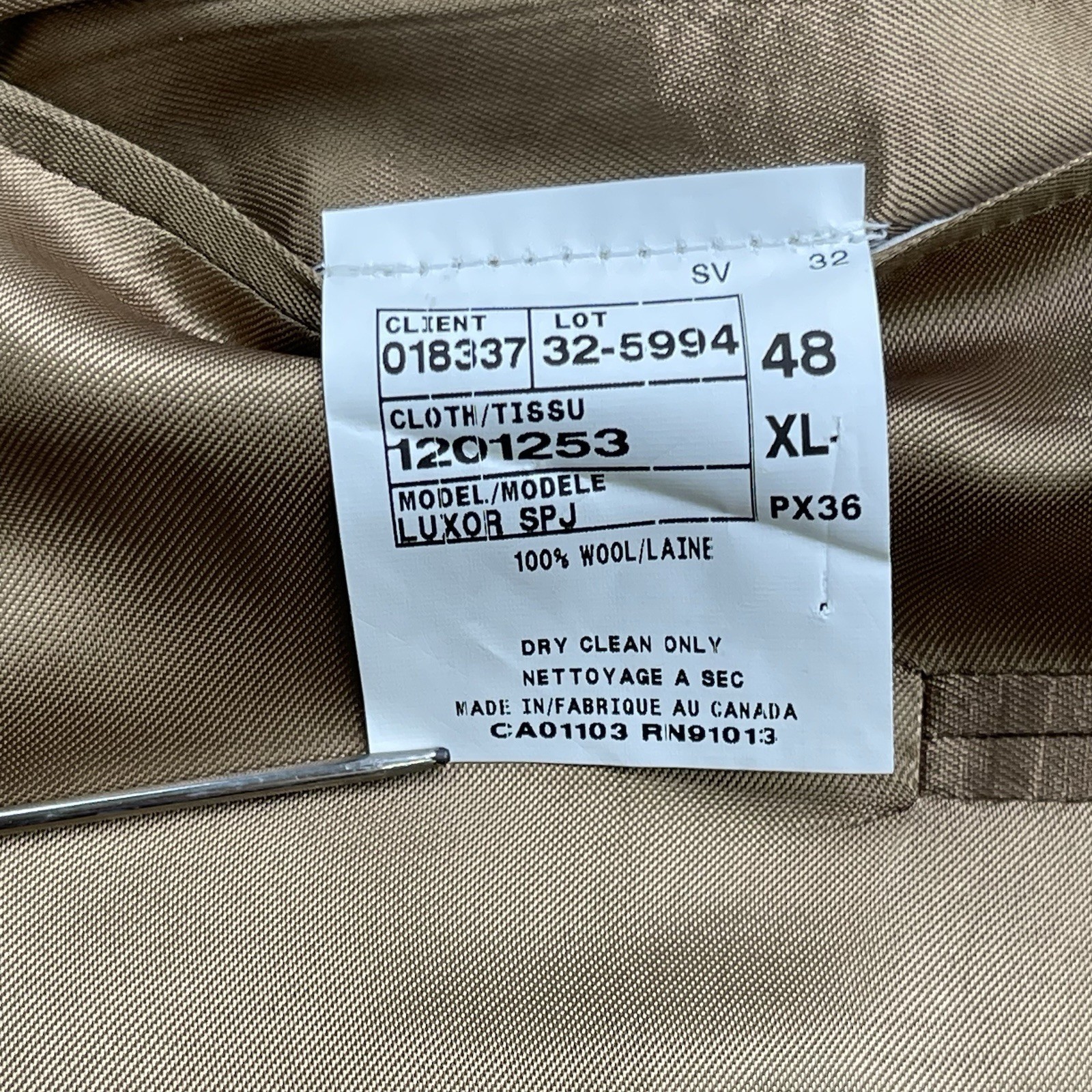 Jack Victor Luxor Sport Coat Super 110’s Wool Tan Men’s Size 48 X-Long 648$ NWT