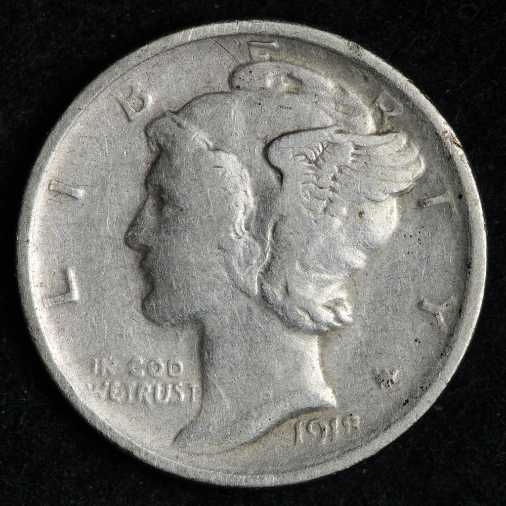 1918-D Mercury Silver Dime XF E265 STAB