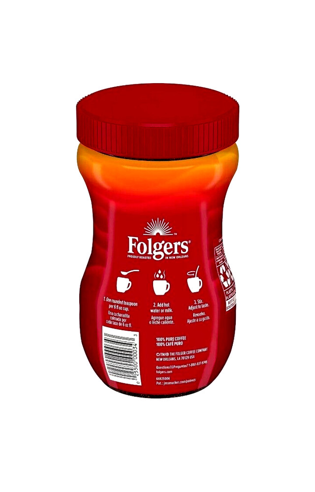 Folgers Classic Roast Instant Coffee 8 Ounce Container-..