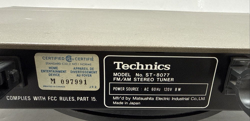 Technics ST-8077 AM-FM Stereo Tuner - TESTED WORKING GC-6294