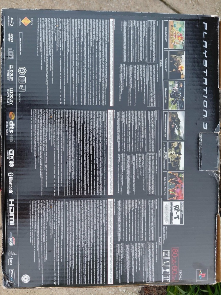 Sony PlayStation 3 CECHL01 80GB Black Console Bundle w/ Controller, Box, Cables