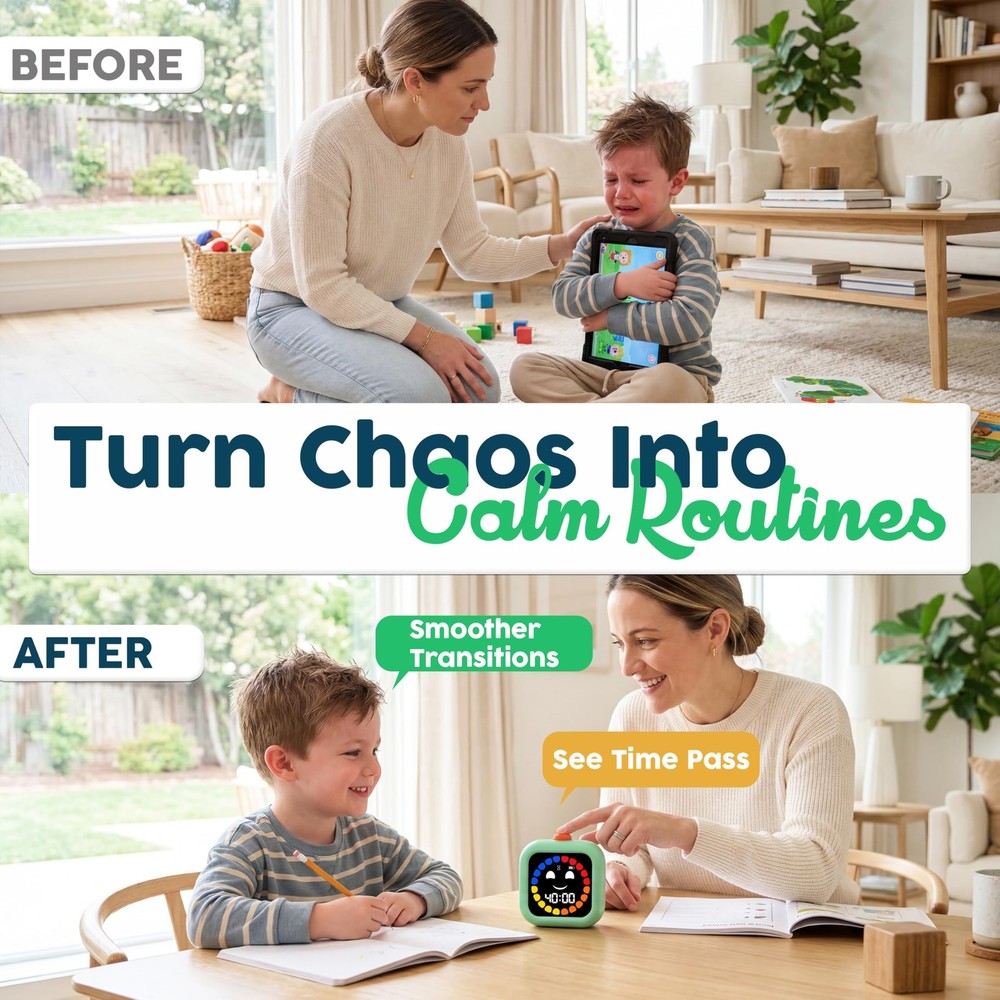 Digital Visual Timer for - Rechargeable, Silent Count Up/Down for Calmer Rout...