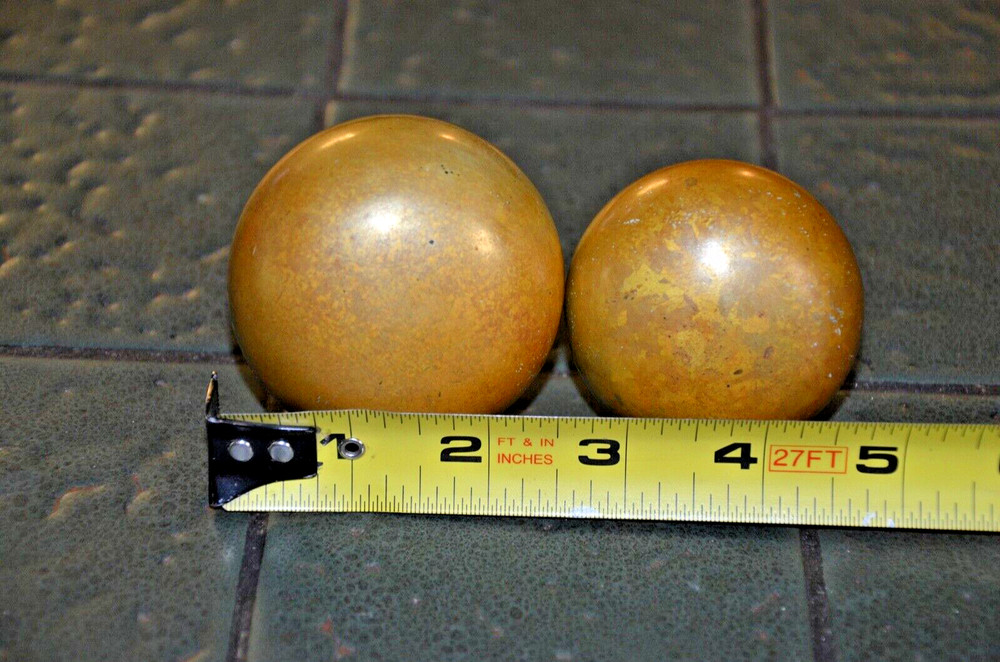 Door Knobs 2 1/4" Vintage Pr Antique BRASS