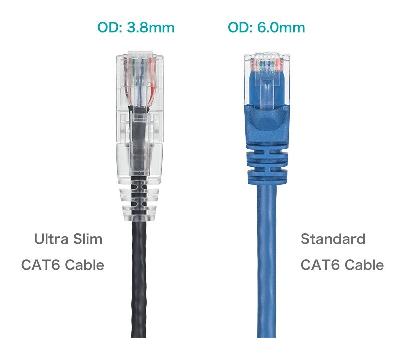 5ft Slim Cat6 28AWG UTP Ethernet Network Patch Cable Snagless, Black