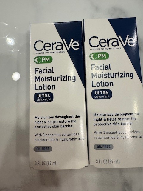2 Pack CeraVe PM Facial Moisturizing Lotion 3 oz each NEW IN BOX!!!