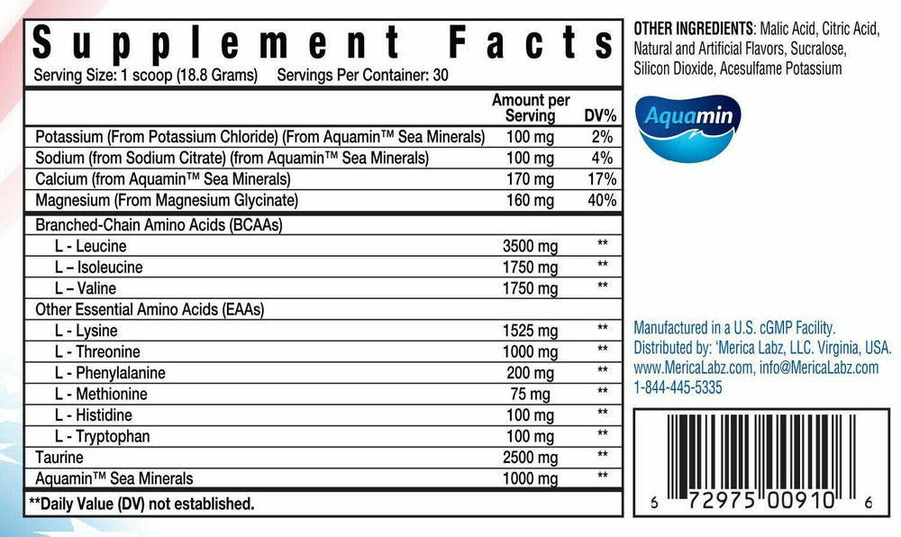 Merica Labz Suprimos BCAA/EAA Supplement w/ Eletrolytes - WIld Blue Yonder