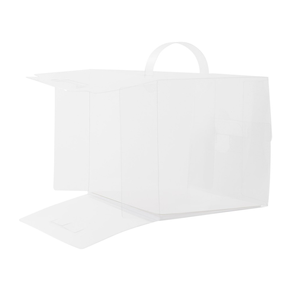 50 Pcs Clear Cake Boxes, Square Clear Cake Boxes, Cake Carrier with Handle